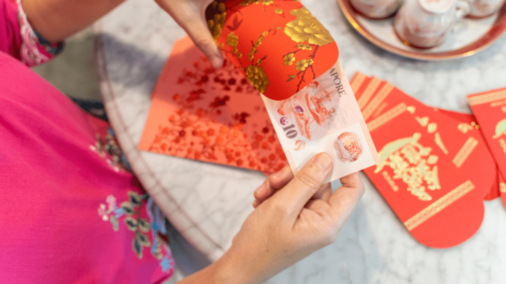 chinese red packet preparing money for chinese new year