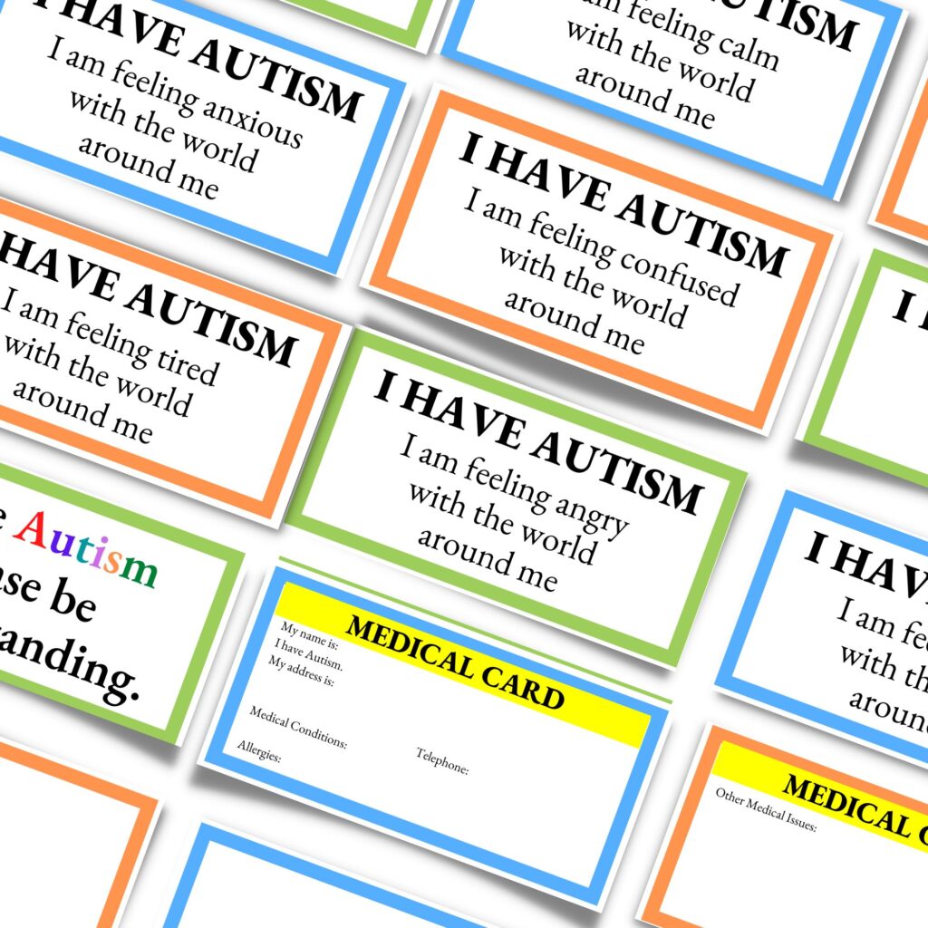 Printable I have Autism feelings communication cards