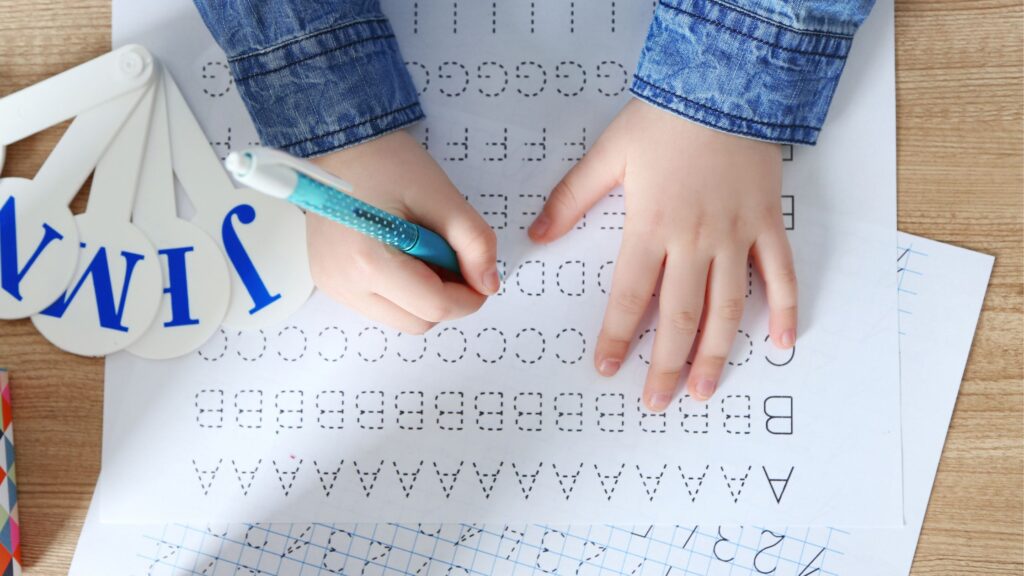 Child practicing handwriting